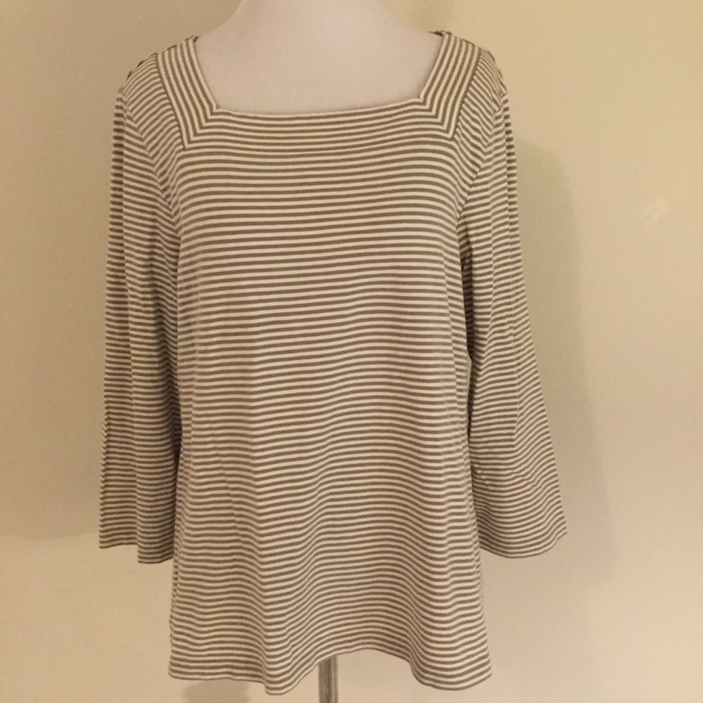 Chico’s striped knit top square neck size 1
